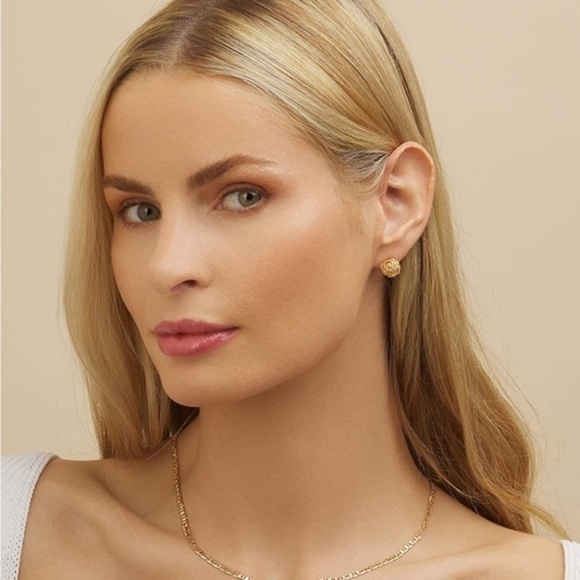 Gold 18k Gold Plated Knot Ball Stud Earrings - Picture 2 of 5